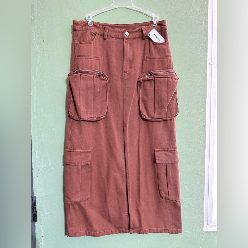 Brown Cargo Skirt